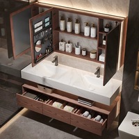 Meuble de vanité de salle de bains de panneau de conception Offre Spéciale moderne simple double éviers avec le lavabo de miroir pour la salle de bains d'hôtel