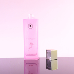 Vuoto 200ml quadrato <span class=keywords><strong>rosa</strong></span> con vite superiore in alluminio Toner lozione imballaggio per la cura della pelle bottiglie di vetro - Product Image 3