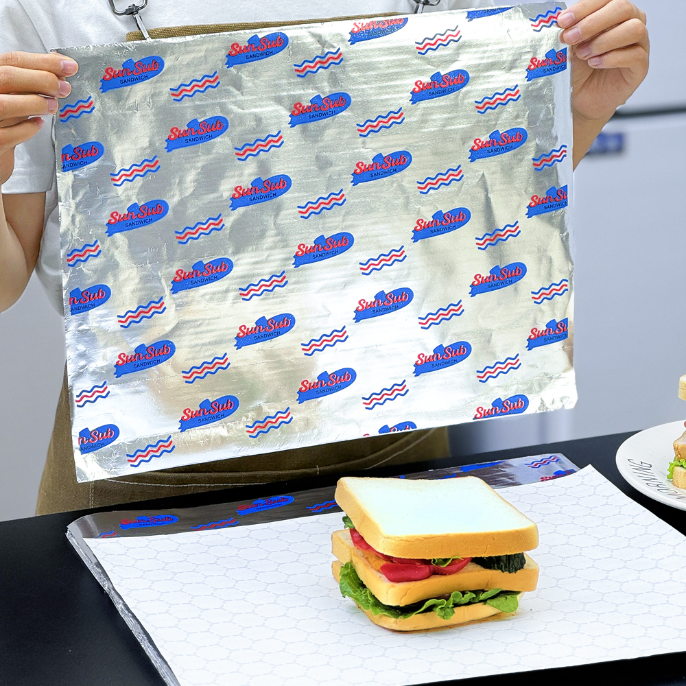 Aluminum Foil Greaseproof Honeycomb Deli Paper Sandwich Wrapping Paper Recyclable Burger Papers For Food Delivery