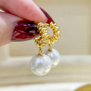 S925 Silver DIY Pearl Accessories Empty Tray with 9-13mm Round Beads <b>Fashion</b> <b>Drop</b> <b>Earrings</b> 22199 - Product Image 1