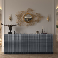 Buffet de rangement élégant et moderne, inspiré des tuyaux d'orgue d'église, avec placage or ou nickel, mobilier de maison pour villas