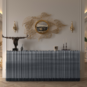 Credenza Moderna ed Elegante Ispirata alle Trombe dell'Organo Sacro con Finitura in Oro o Nichel, Arredamento per Ville - Product Image 1