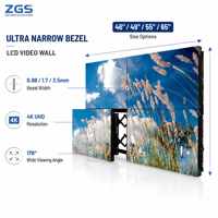 ZGS Fabricant Professionnel Écran Vidéo Mural LCD 46 49 55 65 Pouces Prise en Charge OEM ODM Écran Publicitaire 2K & 4K à Épissure Sans Soudure 3,5 mm