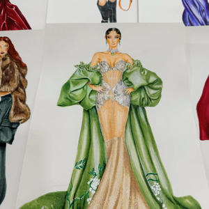 Abito da Sera Elegante <span class=keywords><strong>su</strong></span> <span class=keywords><strong>Misura</strong></span> Oversize di Lusso Leggero Verde Lungo fino a Terra con Glitter per Donna - Product Image 1