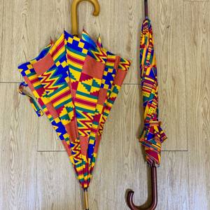Dernier design africain motif imprimé parapluie <span class=keywords><strong>8</strong></span> os semi-automatique droit suspendu imperméable africain ankara parapluie - Product Image 4