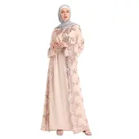 2020 абайя, Дубай, мусульманское платье для девушек, мусульманская одежда, Нежная кружевная бесшовная вышитая блестящая одежда с длинным рукавом