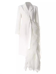 Bettergirl <span class=keywords><strong>2025</strong></span> Niche automne hiver mode costume asymétrique robe Patchwork maille Haute Couture robe de soirée longue veste - Product Image 5