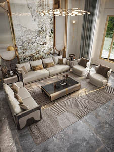 Sofá de lujo ligero y posmoderno, sala de estar, muebles de gama alta, minimalista - Product Image 3