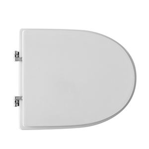 Asiento de Inodoro Alargado de 50.5 cm, Plástico Blanco, Bisagras de Cierre Lento, para Baño - Product Image 1