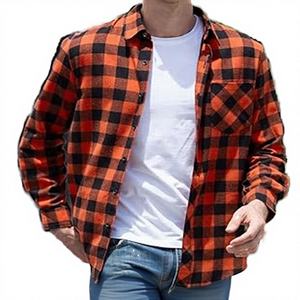 Camisa a Cuadros de Manga Larga con Cuello Cuadrado para Hombre, Talla Grande XL, Mezcla de Algodón con Cuentas, Cierre de Botón, Casual, Transpirable y Antiarrugas - Product Image 4