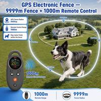 Ensemble de dressage pour chien avec clôture GPS, télécommande sans fil, portée de 1000 m, clôture virtuelle de 9999 m, bip, vibration, 3 modes, étanche IP67, lumière RGB