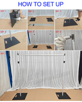 Vente en gros 6m * 3m Cadre rétractable en alliage d'aluminium portable solide Décoration de cerf de mariage Support de fond pour tuyau drapé