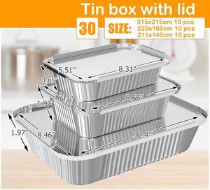 Hot and Cold Use Aluminum <b>Foil</b> Pans with Lid Recyclable Meal Prep Disposable Silver <b>Foil</b> Tray Aluminium <b>Foil</b> Food <b>Container</b> - Product Image 2
