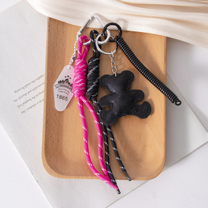 Mới da gấu túi Mặt dây chuyền Acrylic kim cương Túi Mặt dây chuyền bện dây Keychain - Product Image 5