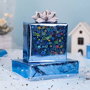 Large quantity customizable lake <b>blue</b> star laser daily packaging <b>paper</b> for gift wrapping - Product Image 4