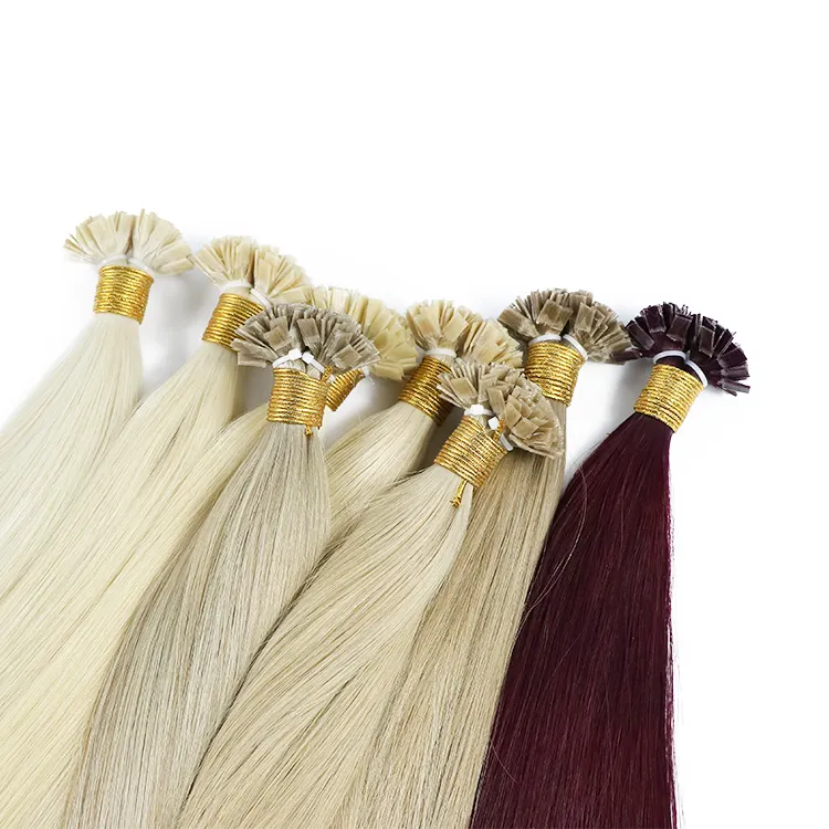 Hot selling Flat tip hair extension 100% raw virgin cuticle aligned length 10 - 30 inches color customized malaysian hair