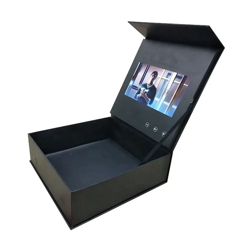 Customize 2.4 inch video gift brochure box kit lcd screen video brochure sleeve a4 video brochure cards