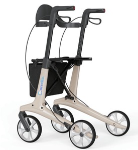 Déambulateur léger en fibre de carbone Dorrella avec siège pliable, certifié CE, capacité de 150 kg, comprend un sac pour déambulateur, des roues - Product Image 1