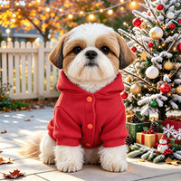 Pull à capuche en fibre de polyester douce pour chiots avec un design de Noël festif et mignon à boutons – Vêtements pour animaux de compagnie
