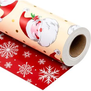 Yarcony Reversible Christmas <b>Wrapping</b> <b>Paper</b> 17 In X 33 Ft Santa Claus Design Gift Craft Use Recyclable - Product Image 1