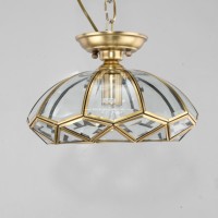 Lustre suspendu en verre géométrique faceté, dôme en laiton de luxe, style Art déco moderne, lampe suspendue cristalline pour cuisine
