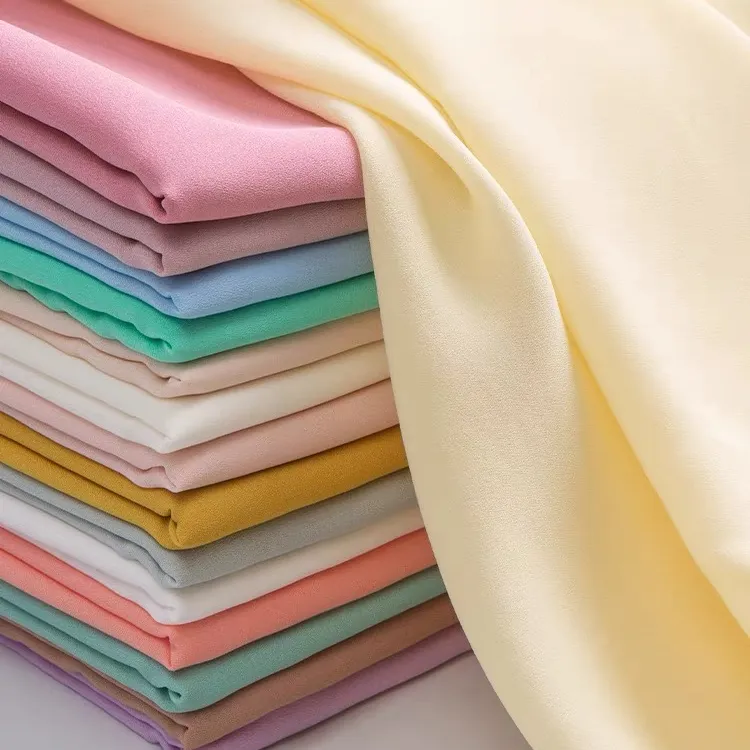 Wholesale White Pure Plain Silk Chiffon Fabric Polyester Textiles Chiffon Curtain Fabrics For Clothing Garments Fabric Chiffon