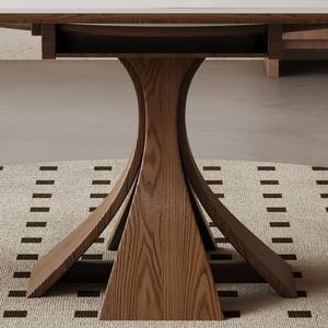 <span class=keywords><strong>Table</strong></span> à manger extensible <span class=keywords><strong>ronde</strong></span> en pierre naturelle brun-noix, écologique et durable, mobilier de salle à manger - Product Image 2