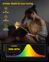 Lampe de lecture portable Glocusent Amber Eye Care ET-Head à clipser, légère, rechargeable par USB, lampe de lecture LED pour la lecture au lit