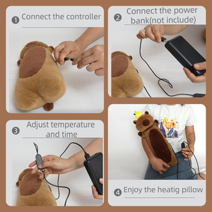 Mới đến siêu mềm <span class=keywords><strong>USB</strong></span> điện nước nóng capybara cơ thể gối sang trọng dài ấm Đệm Thú nhồi bông búp bê thoải mái di động - Product Image 6