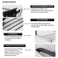 HEYRV Caravan Accessories RV Step avec lumière LED en alliage d'aluminium épaissi pliant électrique double couche