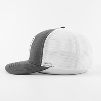 Topi Trucker Jaring Model 112 Bordir 3D Abu-abu Heather 6 Panel Gaya Fashion Berkualitas Tinggi Custom Grosir