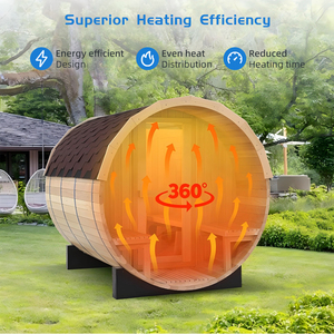 Sauna extérieur rond en bois avec fenêtre <span class=keywords><strong>panoramique</strong></span> pour la détente familiale, sauna en baril de cèdre - Product Image 4