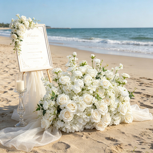 <span class=keywords><strong>Ramo</strong></span> de Flores Artificiales de Alta Calidad, <span class=keywords><strong>Rosas</strong></span> <span class=keywords><strong>Blancas</strong></span> Realistas al Tacto, Camino de Flores para Ceremonia de Boda, Letrero de Bienvenida Decorativo, <span class=keywords><strong>Ramo</strong></span> de Flores Artificiales - Product Image 1