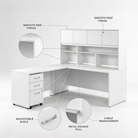 Bureau de direction en L avec huche et meuble de rangement mobile, poste de travail informatique pour bureau à domicile, entreprise et étude