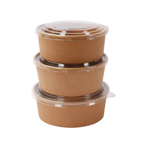 Boîte biodégradable pour <span class=keywords><strong>restaurant</strong></span>, plateau à emporter, bol en papier kraft, contenants alimentaires en papier avec couvercle - Product Image 2
