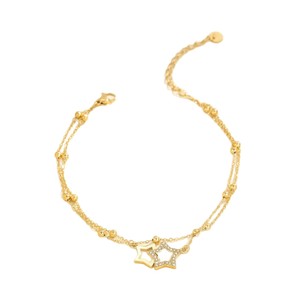 Nouvelle collection transfrontalière d'été, style INS marin et de villégiature, bracelet de cheville multicouche en acier inoxydable 18k, bijou de pied tendance et polyvalent, motifs Cœur et Étoile - Product Image 5