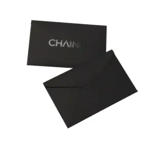 사용자 정의 로고 UV 인쇄 검은 종이 봉투 인사말 카드 결혼식 초대 비즈니스 감사 카드 축하 봉투