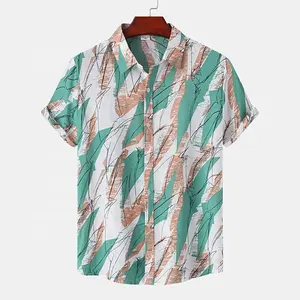 Wholesale Custom Buttons Pocket Casual Beach Shirts Printed OEM Spring Summer Men Resort Hawaiian Shirts 6XL