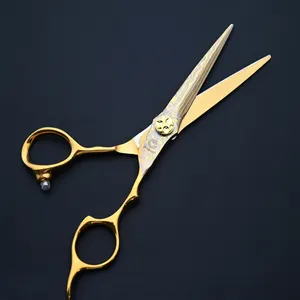 ODM золотой цвет 6,0 дюймов 9CR из нержавеющей стали для красоты волос ножницы с пользовательским логотипом