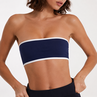 Soutien-gorge de sport bandeau pour femme avec logo personnalisé, coussinets intégrés, élastique et doux, bordure color-block