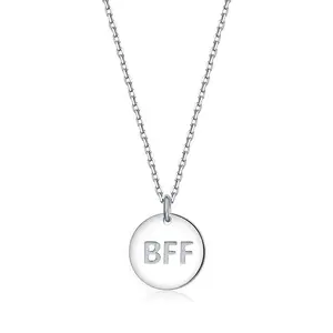 Özel kelimeler takı BFF dostluk 925 ayar gümüş minik daire disk kolye