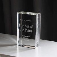 Trophée en cristal transparent en forme de livre, design simple personnalisé, plaque en verre pour concours de quiz, débat, trophée, souvenirs