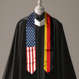 Écharpe de graduation en satin pour adultes, 13*180CM, États-Unis et Allemagne, Études à l'étranger internationales - Product Image 6