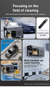 Máy rửa xe áp lực cao điện 4000W, 3200PSI, 220Bar, tự động, làm sạch xe hơi, gắn tường bằng thép, làm sạch bề mặt xe hơi - Product Image 2