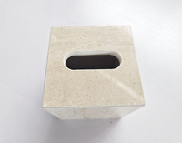 Boîte à mouchoirs en travertin naturel classique, texture lourde, support de boîte à mouchoirs, décoration d'intérieur Homemate, comptoir de salle de bain, table
