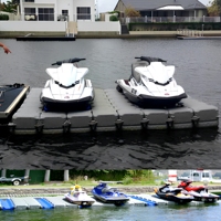 Pontons flottants modulaires doubles en HDPE Hisea 1000x500x400mm avec capacité de charge de 350kg/m pour marinas et plateformes de jet ski