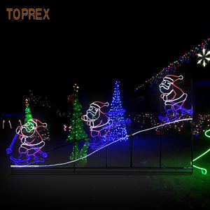 2023 새로운 애니메이션 조명 산타와 순록 지붕 썰매 led 야외 정원 크리스마스 조명 장식 - Product Image 1