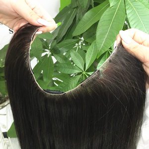 Extension per Capelli a Clip U Part One Piece, 100% Capelli Umani Remy Vergini, Clip in Pizzo, Stile Liscio, Colore Nero Naturale - Product Image 3
