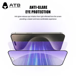 ATB tam tutkal temperli cam ekran koruyucu gözler koruma mor işık anti-parlama filmi iPhone 16 15 14 Pro Max