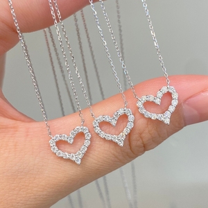 อาซูโอ ไฟน์ จิวเวลรี่ รีออล 18K โซลิด ไวท์ โกลด์เพชรธรรมชาติแฟรี่ฮาร์ตสร้อยคอของขวัญสำหรับสาวๆวันเกิดปาร์ตี้ของขวัญแห่งความรัก AU750 - Product Image 2